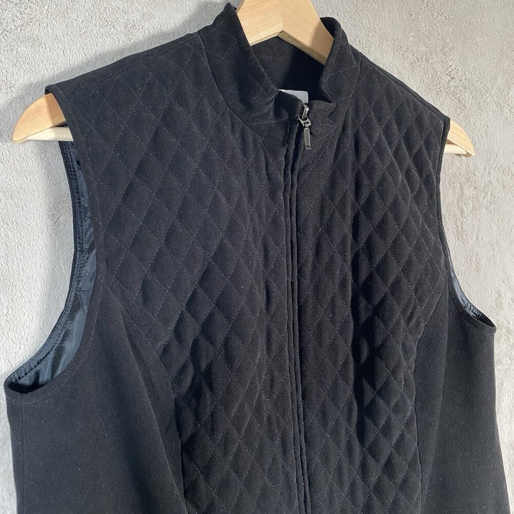 JM Collection Black Quilted Vest Womens 6 Full Zip Up Equestrian Country Classic - Picture 2 of 9